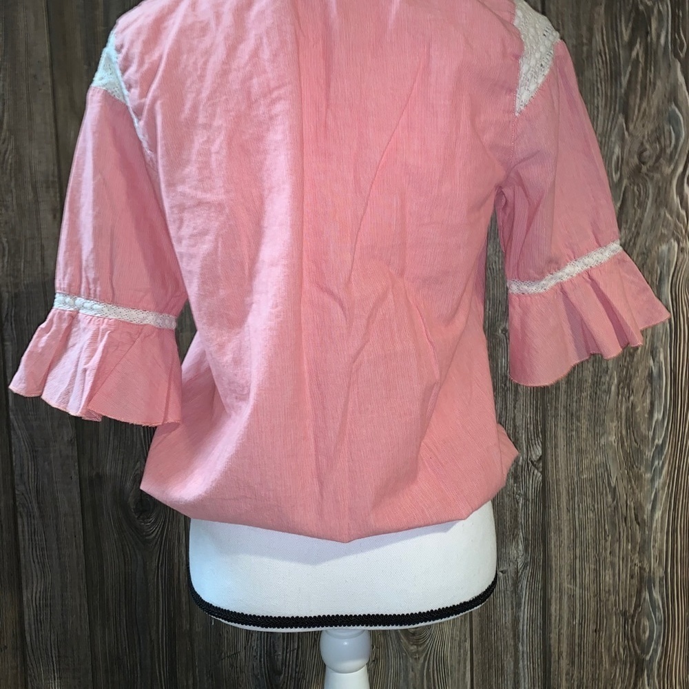 Free People Red & White Peasant Top Boho Festival Indie Music Bella Size 6 Bell - Picture 6 of 7